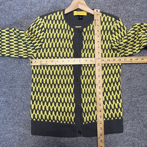 St. John Women's Gray & Yellow Wool Button-Front Cardigan Size XS - Picture 5 of 5